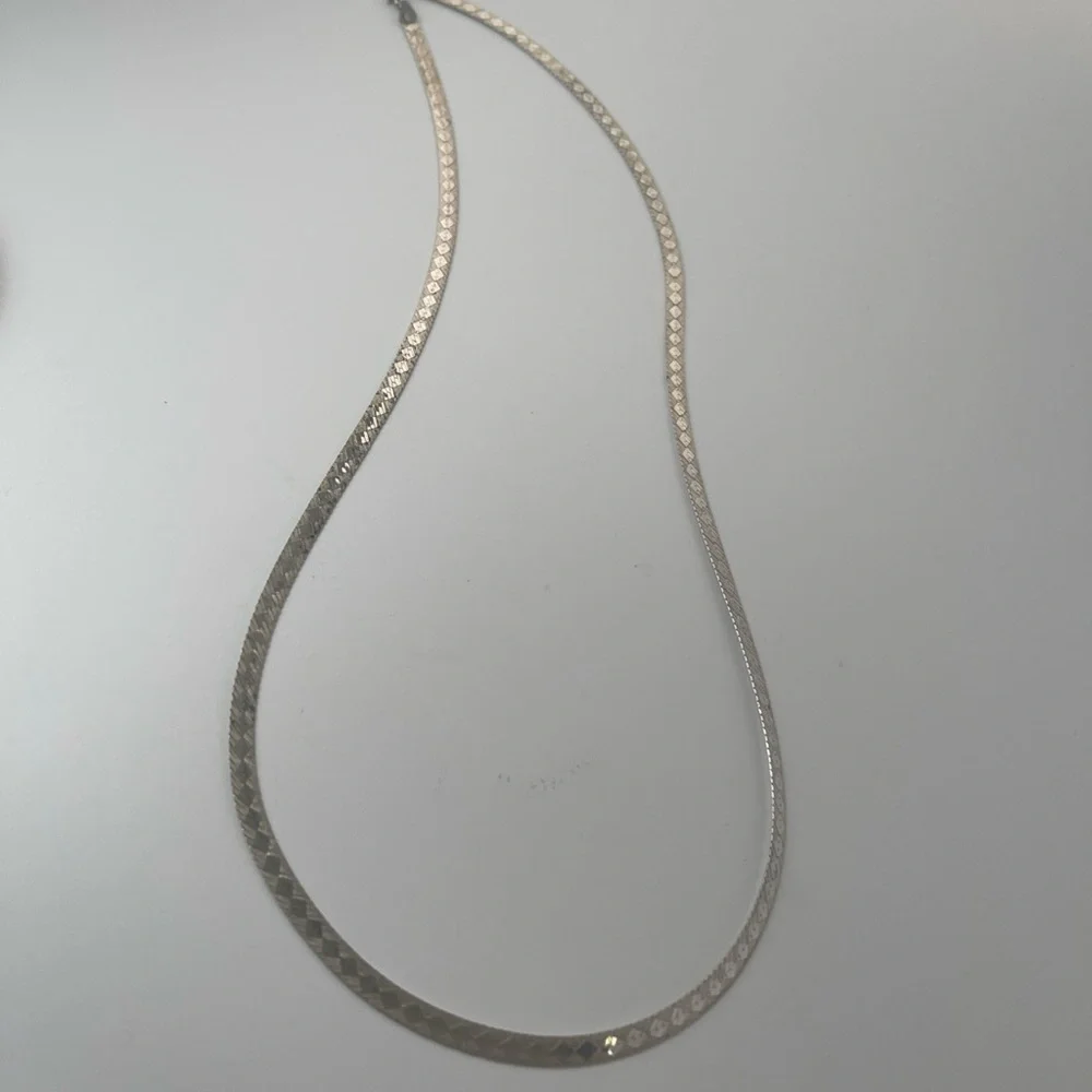 Vintage Sterling Silver 925 Italy Herringbone Necklace & matching Bracelet